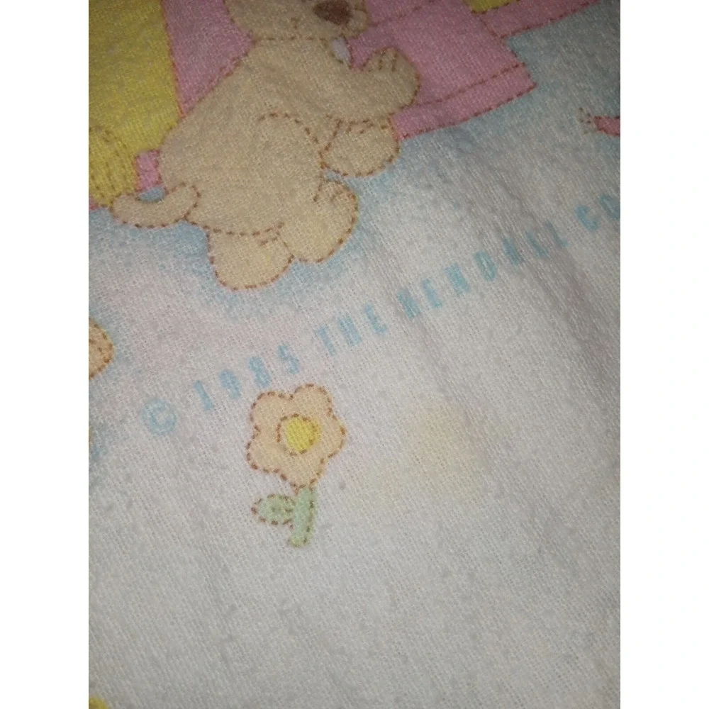Vintage 1985 Curity Noahs Ark Baby Blanket Pastel Animals Flannel Kendall Co